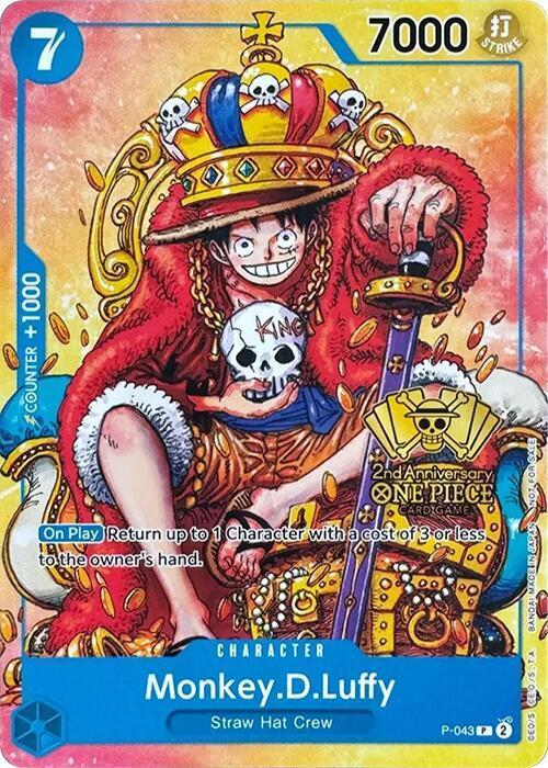 원피스 TCG 몽키 D. 루피 P P-043 2주년 기념 스탬프 프로모 카드 (영문판) CGC 9